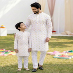 Father & Son Matching Cotton Kurta Pajama Combo Set – Festive Twinning Collection